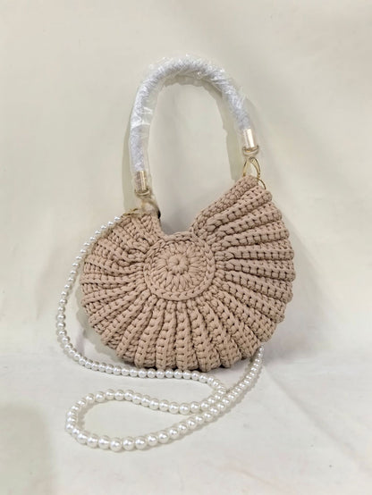 Handwoven Pearl Chain Shell Satchel