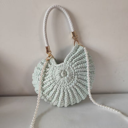 Handwoven Pearl Chain Shell Satchel