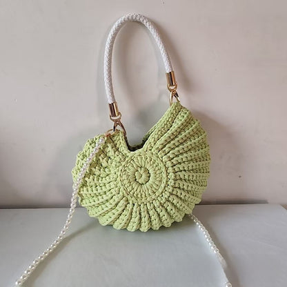 Handwoven Pearl Chain Shell Satchel