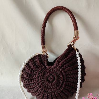 Handwoven Pearl Chain Shell Satchel