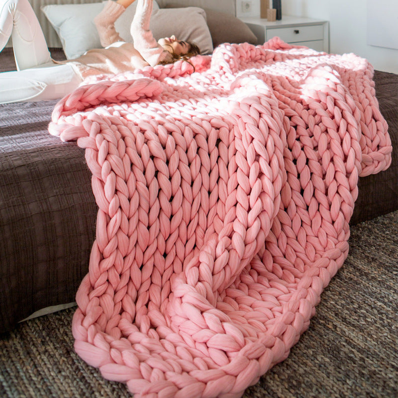 Handwoven Polyester Knit Throw Blanket