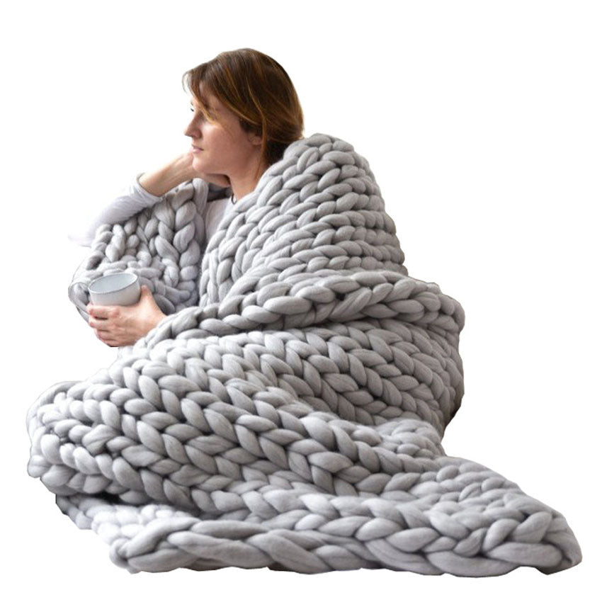 Handwoven Polyester Knit Throw Blanket