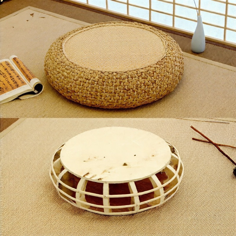 Handwoven Rattan Stool Ottoman Footstool