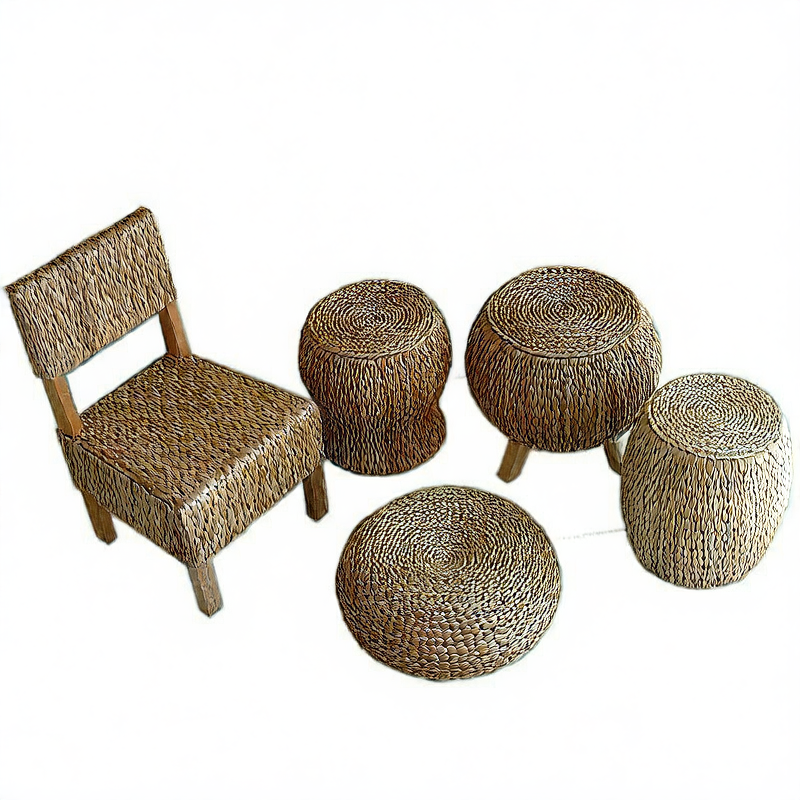 Handwoven Rattan Stool Ottoman Footstool