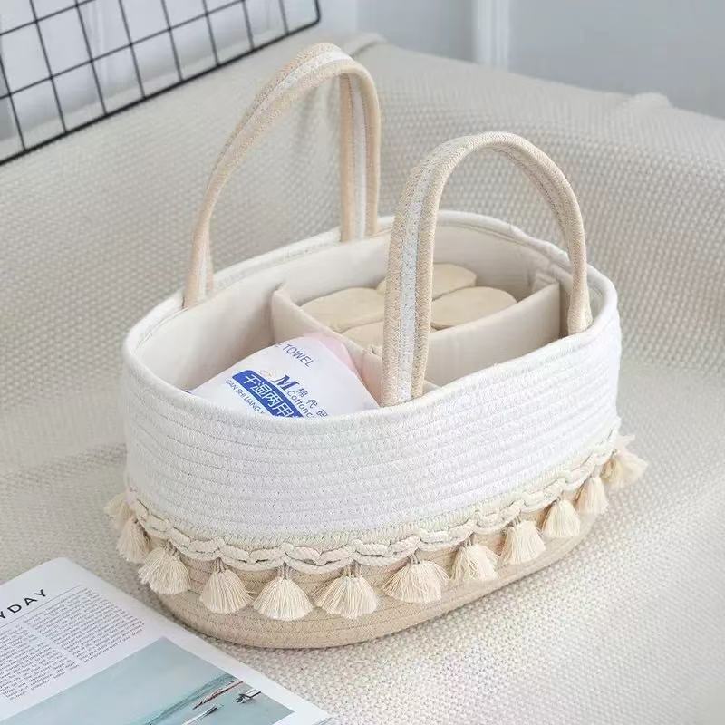 Handwoven Storage Basket with Removable Compartments