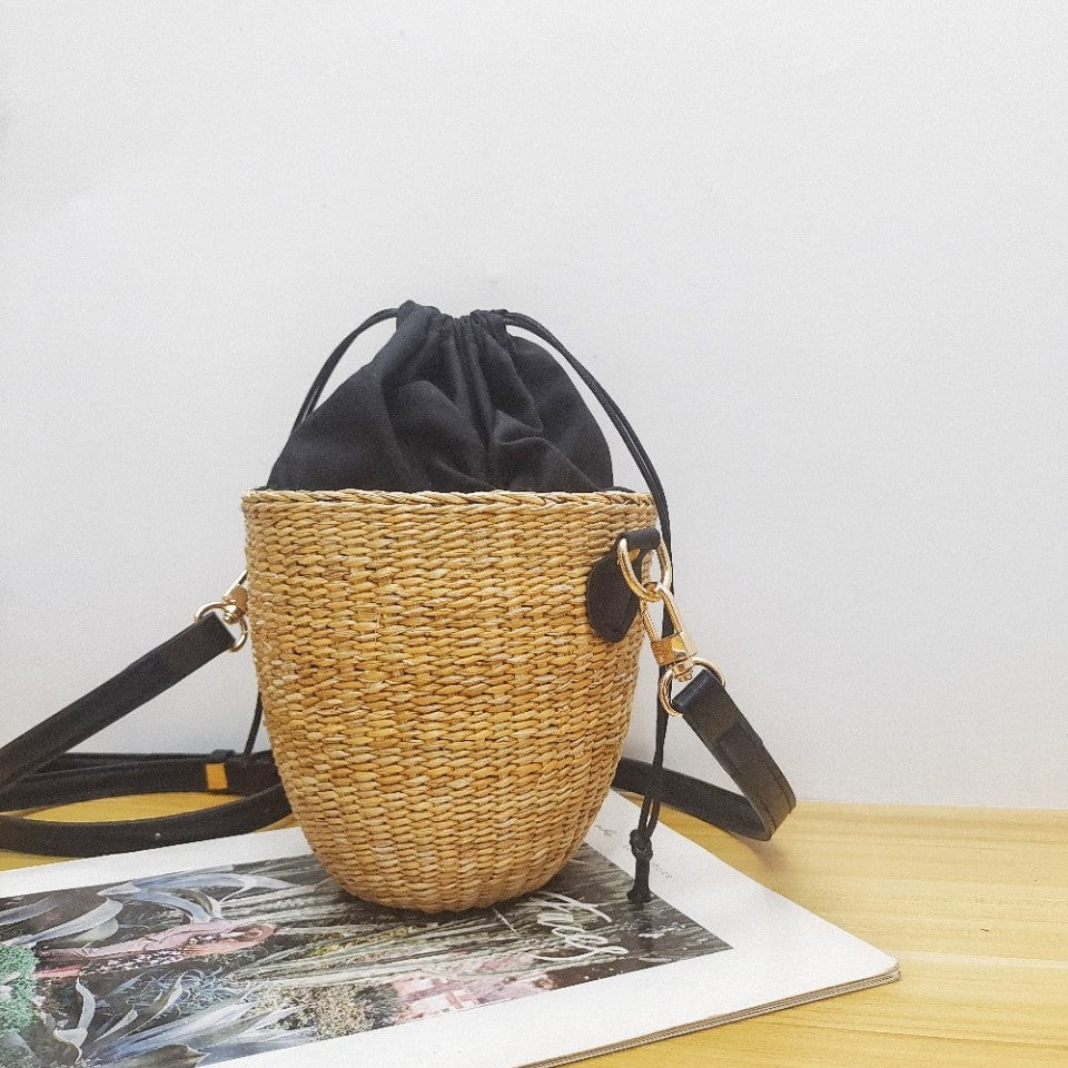 Handwoven Straw Bucket Bag