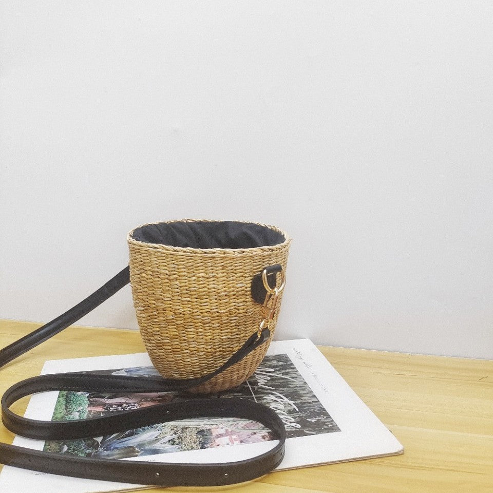 Handwoven Straw Bucket Bag