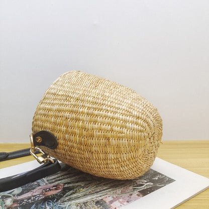 Handwoven Straw Bucket Bag