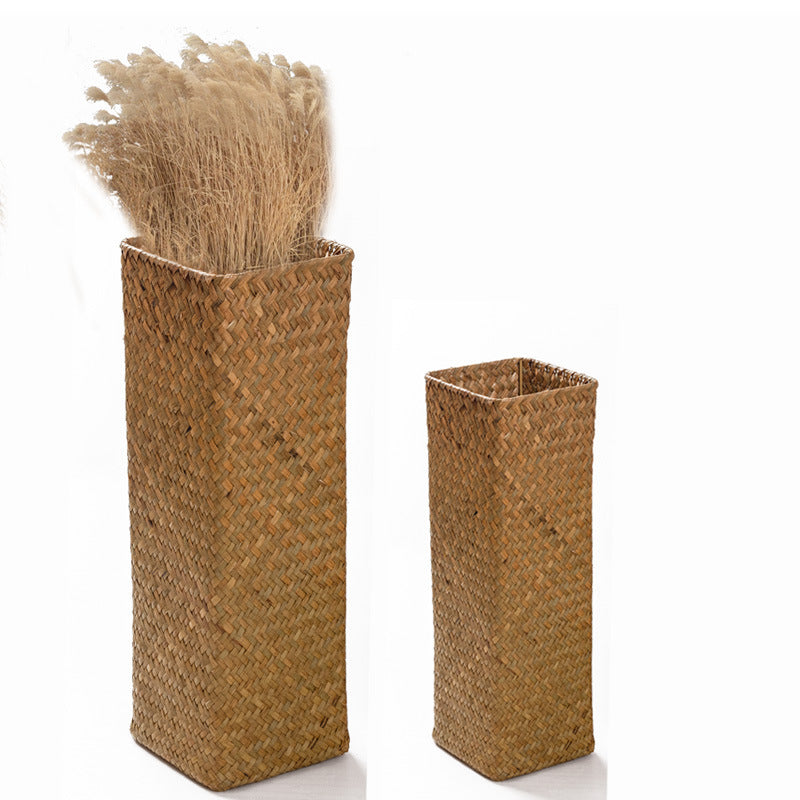 Handwoven Straw Flower Vase