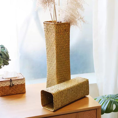 Handwoven Straw Flower Vase