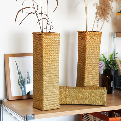 Handwoven Straw Flower Vase