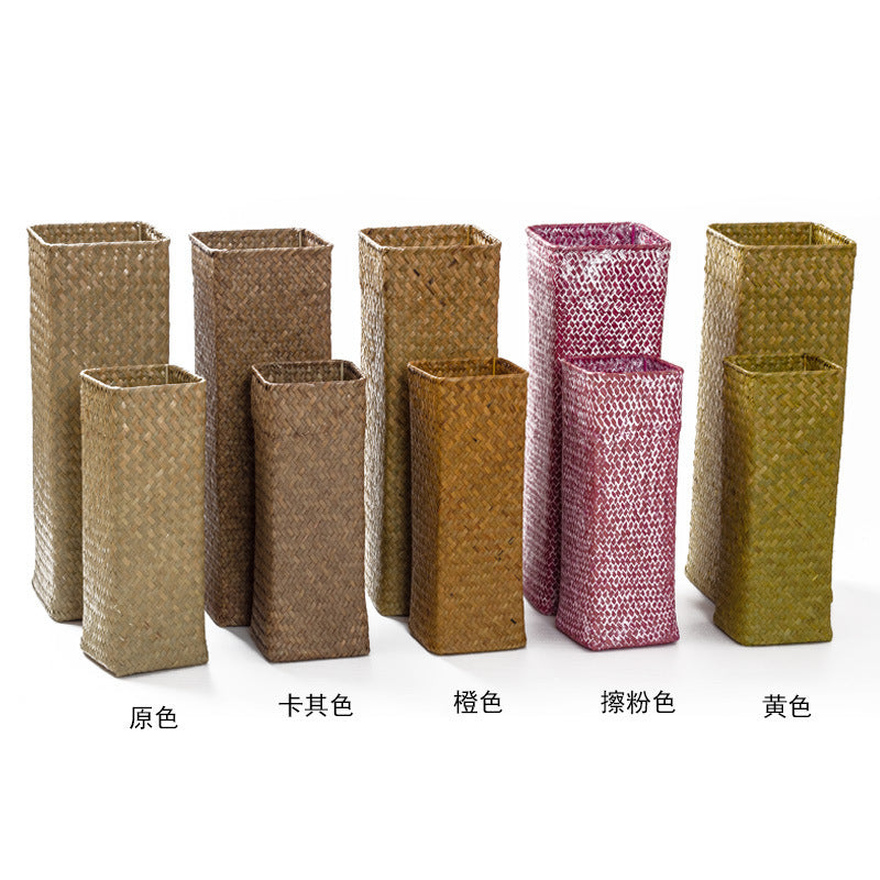 Handwoven Straw Flower Vase