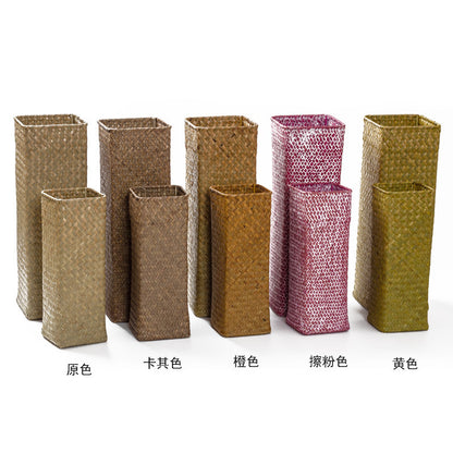 Handwoven Straw Flower Vase