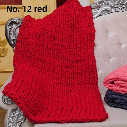 Handwoven Thick Yarn Knitted Blanket