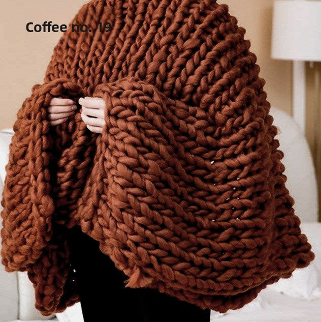 Handwoven Thick Yarn Knitted Blanket