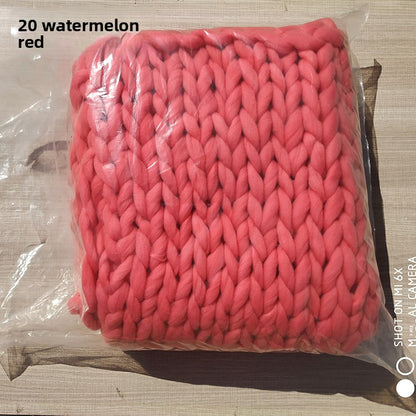 Handwoven Thick Yarn Knitted Blanket