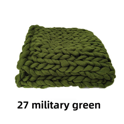 Handwoven Thick Yarn Knitted Blanket