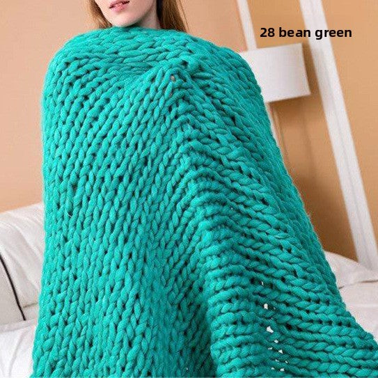 Handwoven Thick Yarn Knitted Blanket