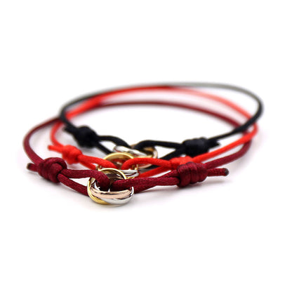 Handwoven Three-Ring Brass Bracelet