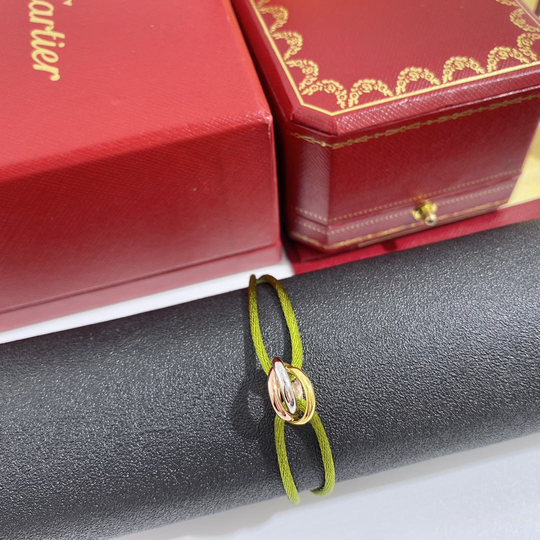 Handwoven Three-Ring Brass Bracelet