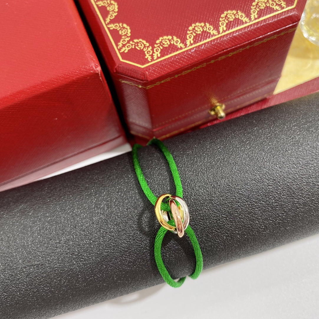 Handwoven Three-Ring Brass Bracelet