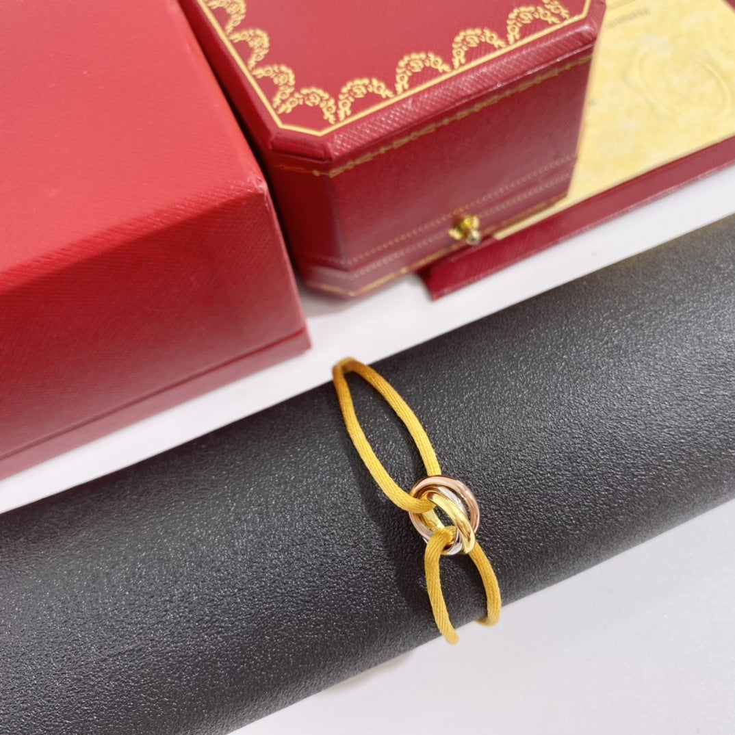 Handwoven Three-Ring Brass Bracelet