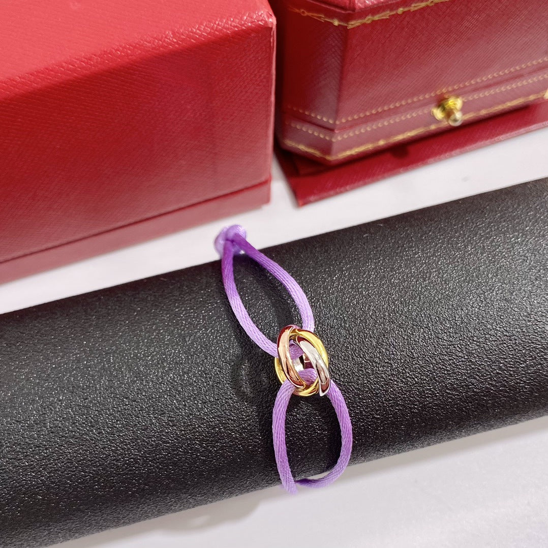 Handwoven Three-Ring Brass Bracelet