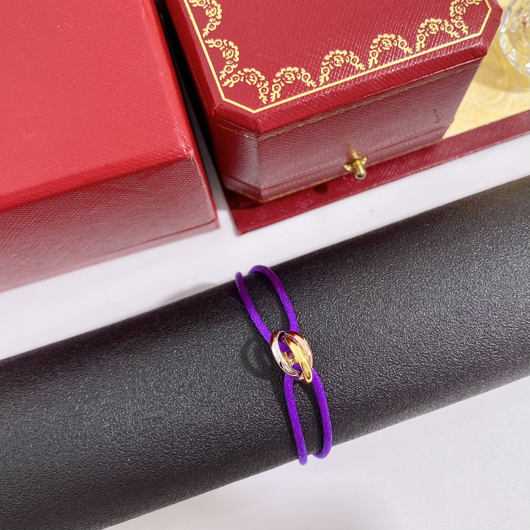 Handwoven Three-Ring Brass Bracelet