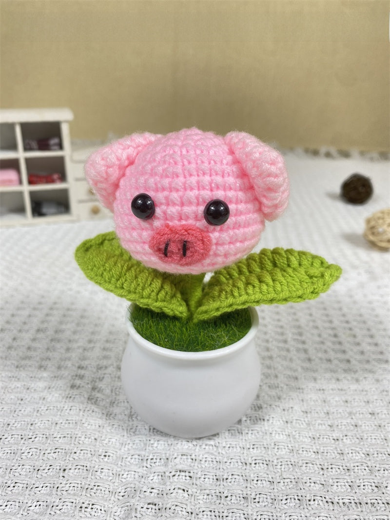 Handwoven Yarn Flower Potted Decor