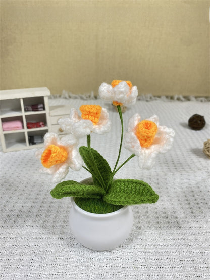 Handwoven Yarn Flower Potted Decor