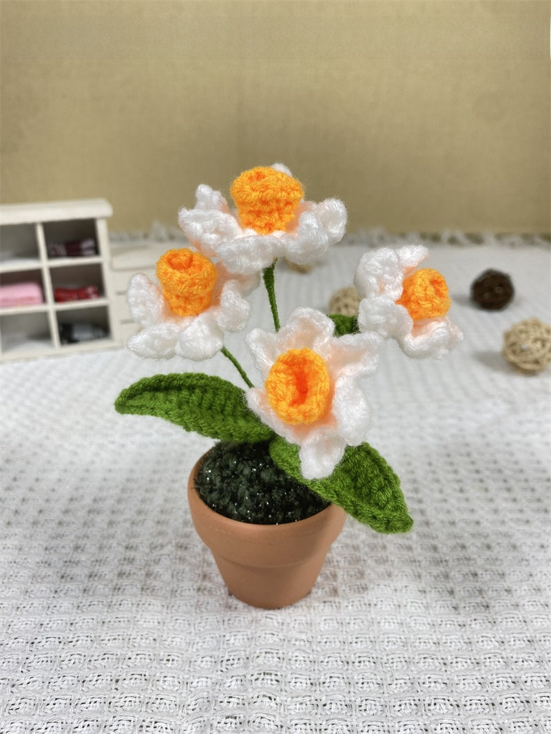 Handwoven Yarn Flower Potted Decor