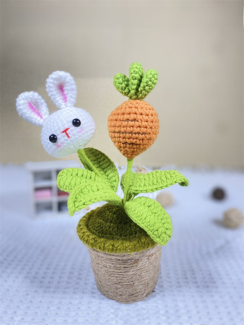 Handwoven Yarn Flower Potted Decor
