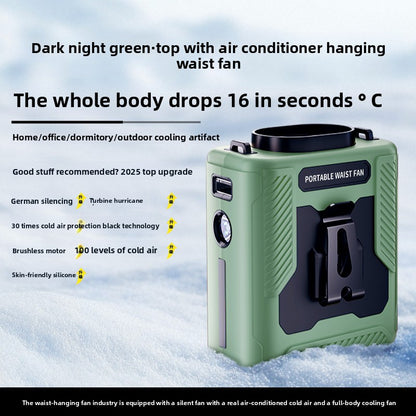 Hang a charging fan around your waist