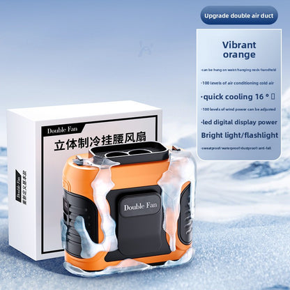 Hang a charging fan around your waist