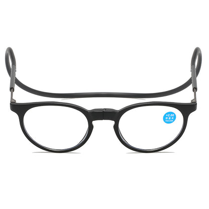 Hanging neck magnetic reading glasses