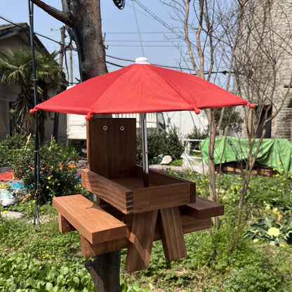 Hanging Squirrel Bird Feeder with Red Umbrella