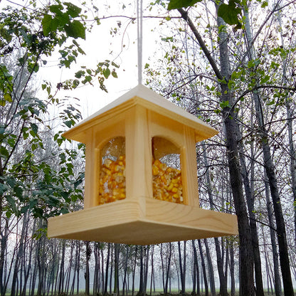 Hanging Wooden Automatic Bird Feeder
