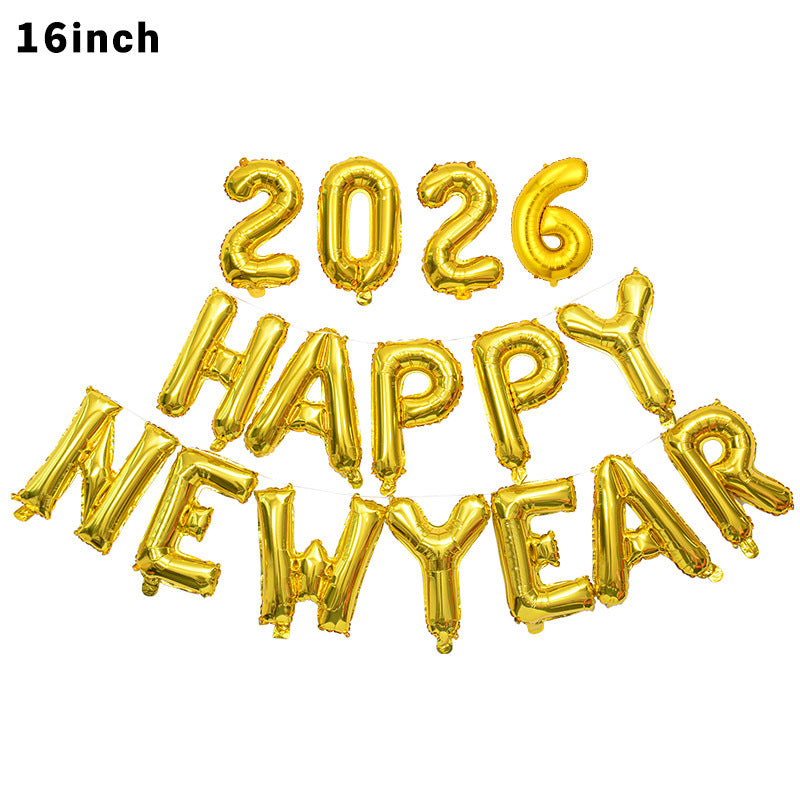 Happy New Year 2026 Letter Aluminum Membrane Balloon