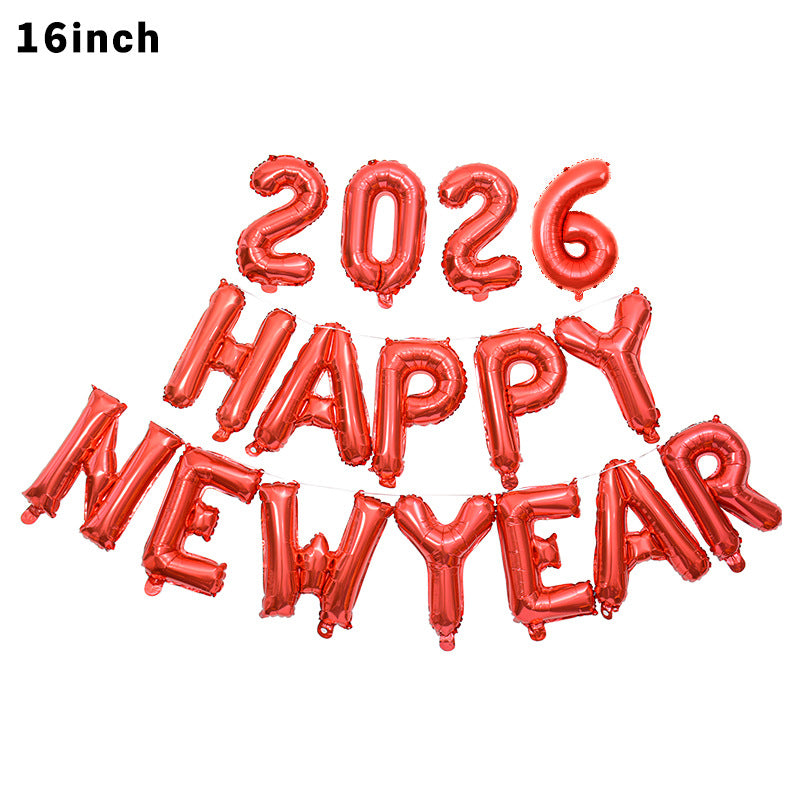 Happy New Year 2026 Letter Aluminum Membrane Balloon