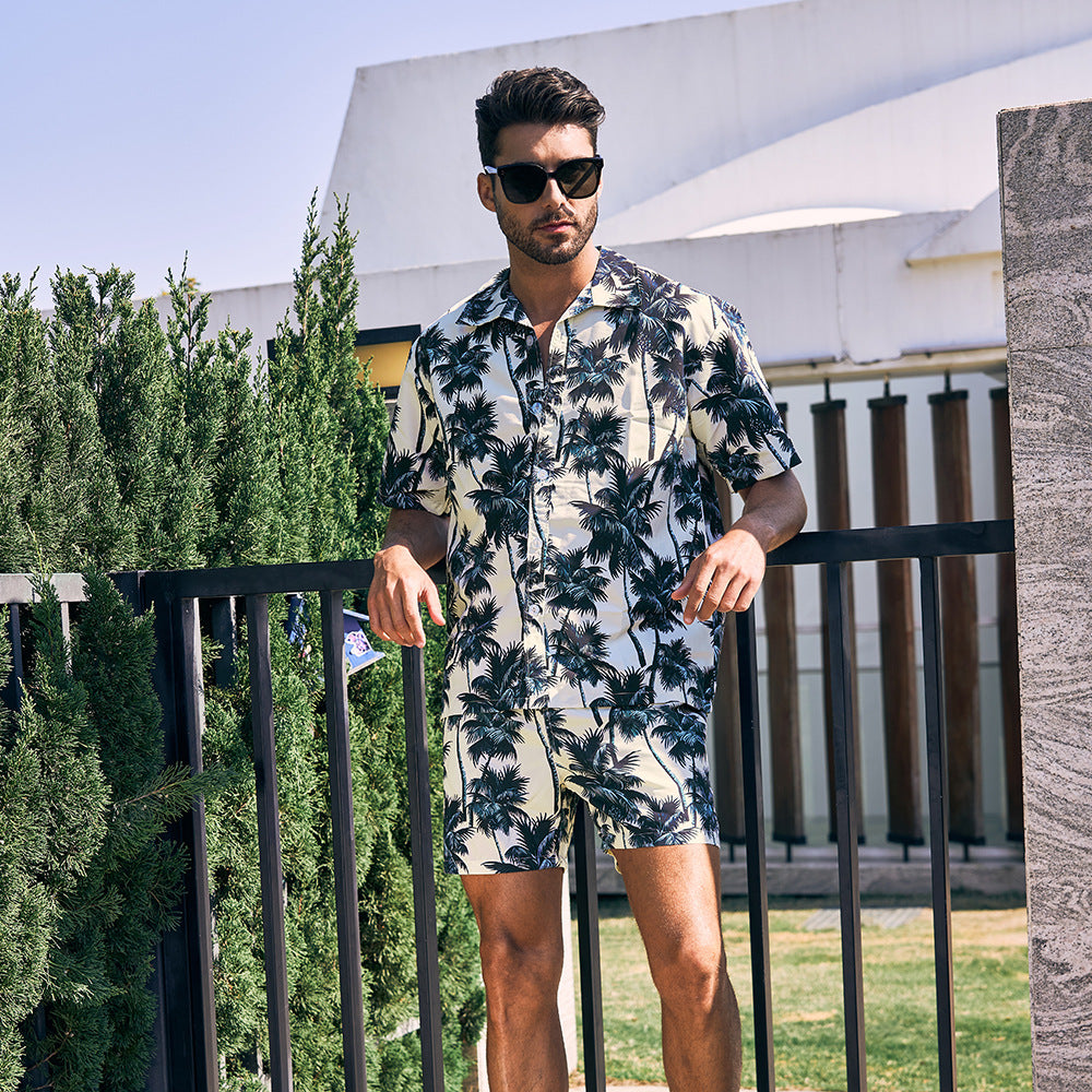 Hawaiian Beach Shirt and Shorts Set for Men