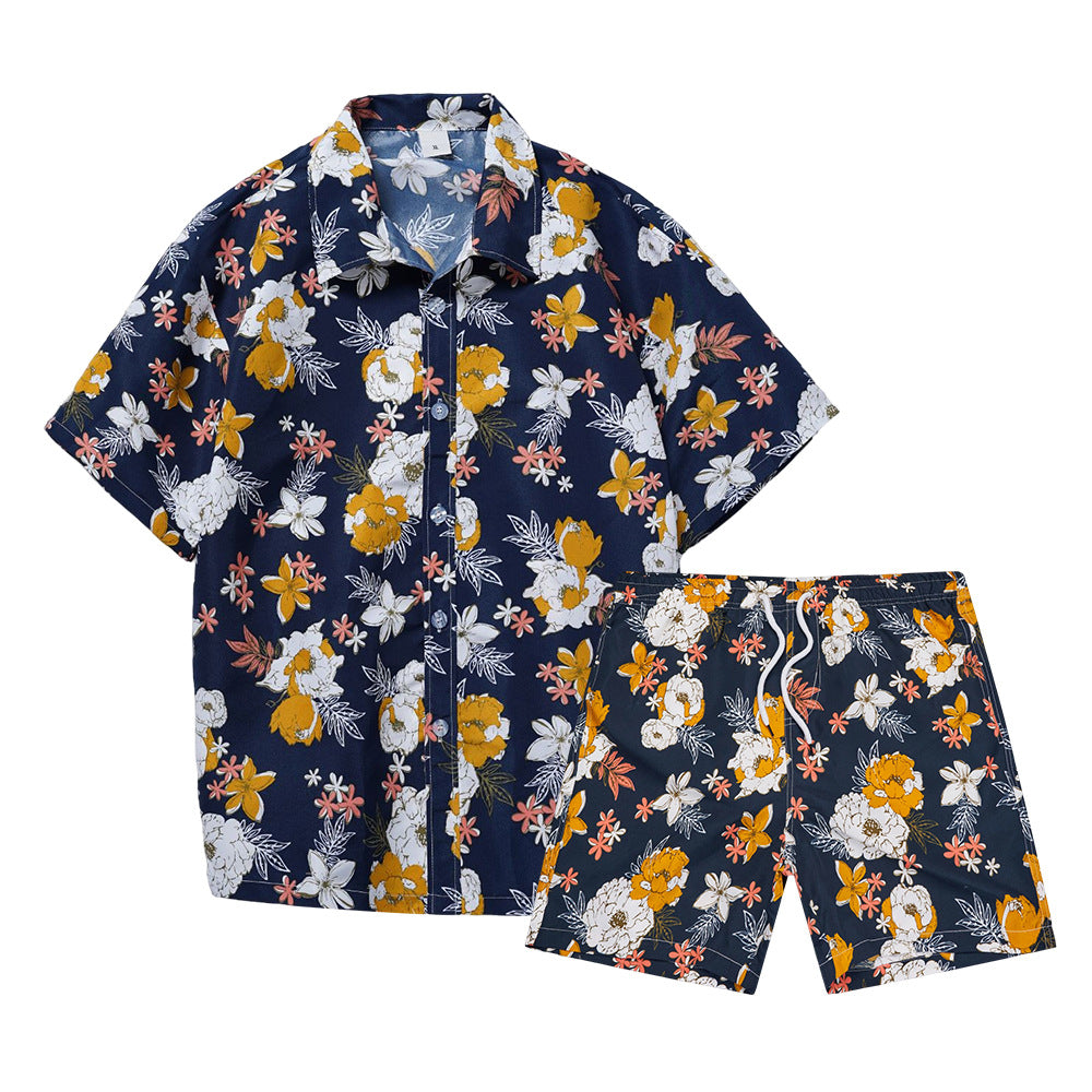 Hawaiian Beach Shirt and Shorts Set for Men