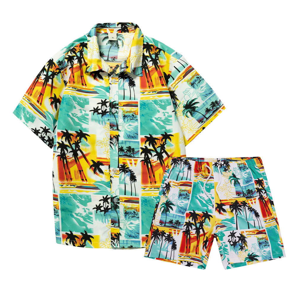 Hawaiian Beach Shirt and Shorts Set for Men