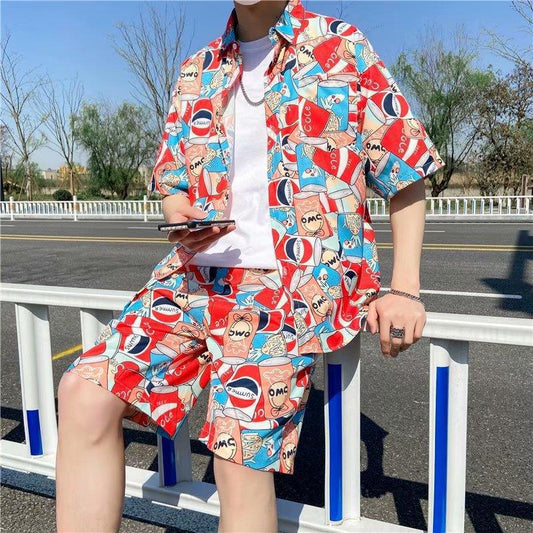 Hawaiian Flower Shirt and Shorts Set
