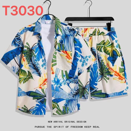 Hawaiian Flower Shirt and Shorts Set