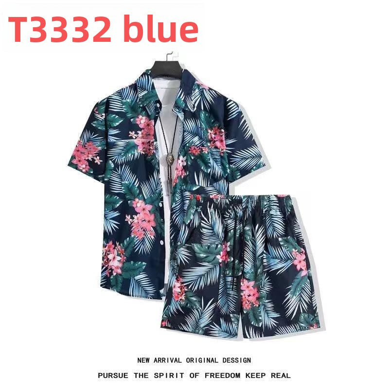 Hawaiian Flower Shirt and Shorts Set
