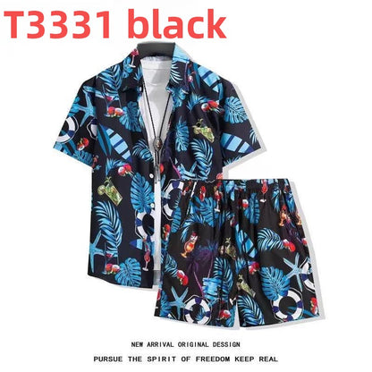 Hawaiian Flower Shirt and Shorts Set