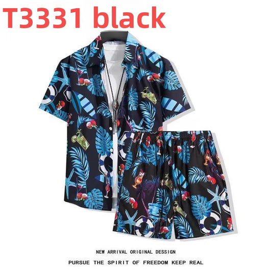 Hawaiian Flower Shirt and Shorts Set