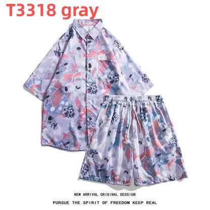 Hawaiian Flower Shirt and Shorts Set