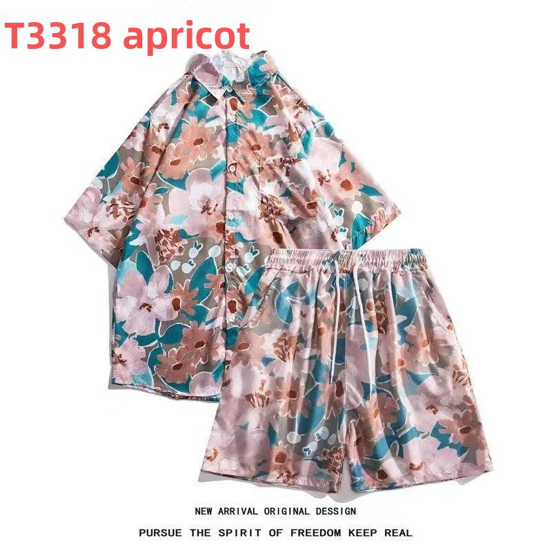 Hawaiian Flower Shirt and Shorts Set