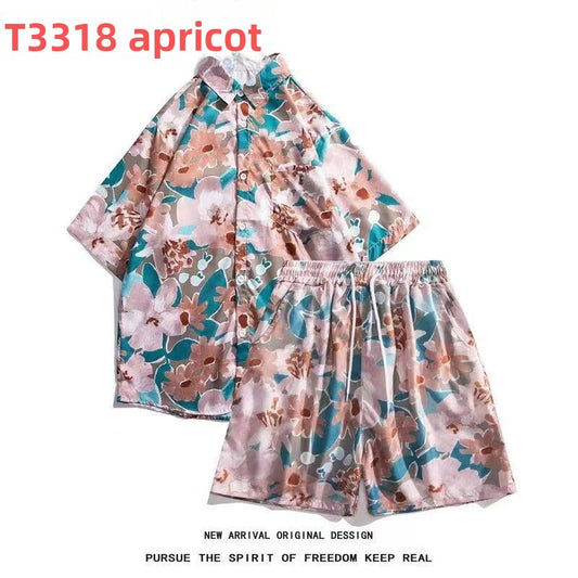 Hawaiian Flower Shirt and Shorts Set